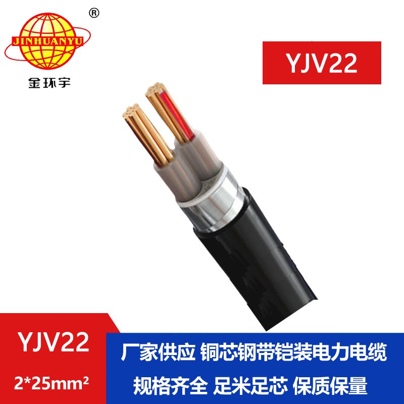 金環(huán)宇電線電纜 銅芯 YJV22 2X25平方 低壓2芯鎧裝戶