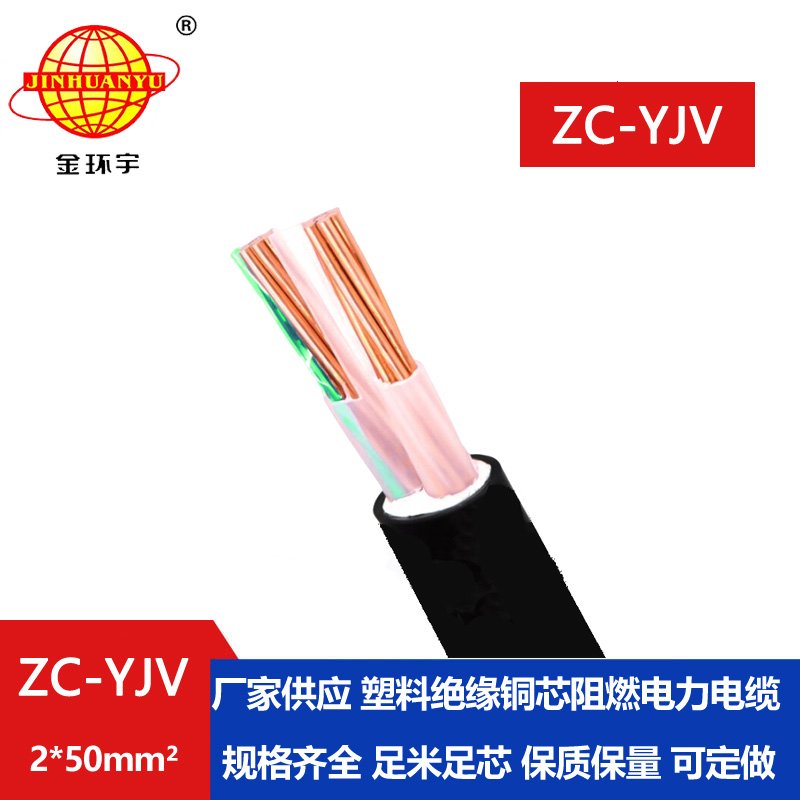 金環(huán)宇電線電纜 電力電纜yjv  ZC-YJV 2X50平方 阻燃yjv電纜報(bào)價(jià)