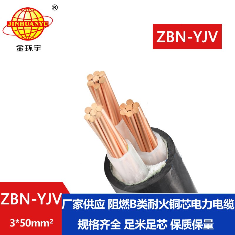 金環(huán)宇電纜 b類阻燃耐火yjv電纜ZBN-YJV3X50平方 三芯